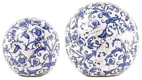 Dekorációs kerámia gömb, kék fehér mintás, 12 cm