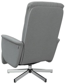 Világosszürke szövet dönthető masszázsfotel lábtartóval