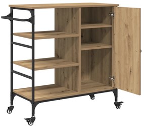 Konyhai Kocsi Tömör Tölgy 87.5x38.5x84.5 cm Szerelt Fa