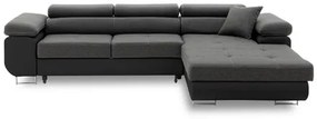 Szétnyitható sarok kanapé RIGATTO VI PRO 3 Jobb Fekete eko-bőr + Sötétszürke