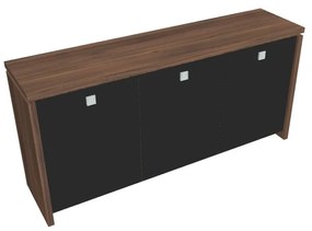 Verno alacsony szekrény 188 x 46 x 90 cm, üvegajtó, dió / fekete