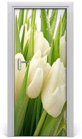Fotótapéta ajtóra fehér tulipán 75x205 cm
