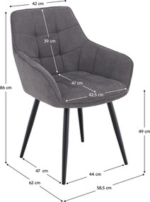 Design fotel, szürke/fekete, MARKEN