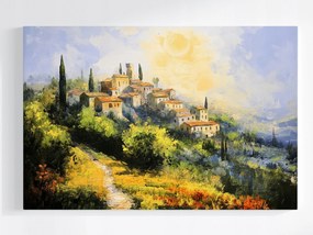 Poszter Falu Olaszország Toszkána Dombok Ciprus Nap 60x40