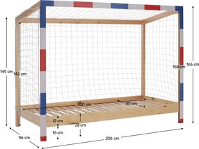 Montessori ágy, természetes/fehér/kék/piros, 90x200, FUTAL