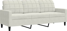 vidaXL 3 személyes krémszínű bársony kanapé 180 cm