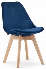 Kék DAREN NORI VELVET szék bükkfa lábakkal