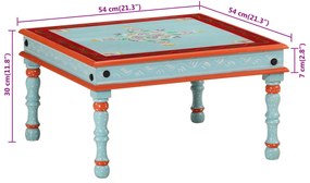 kézzel festett kék tömör mangófa dohányzóasztal