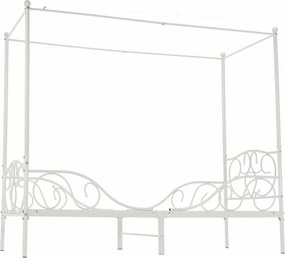 Fém ágyégbolttal, fehér, 90x200, ADELISA