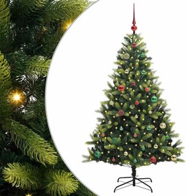 vidaXL Műanyag Hajtogatott Karácsonyfa 150 LED-del Zöld 150 cm