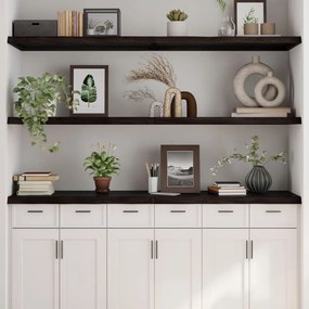 sötétbarna kezelt tömör tölgyfa fali polc 180 x 60 x (2-4) cm