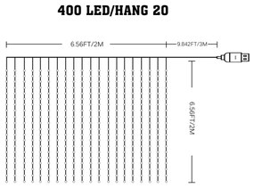 LED RGB Dimmelhető Karácsonyi függöny WIZARD 400xLED/USB 2x2m + távirányítás