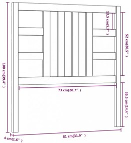 mézbarna tömör fenyőfa ágyfejtámla 81 x 4 x 100 cm