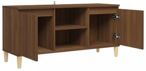 barna tölgyszínű TV-szekrény tömör falábakkal 103,5x35x50 cm