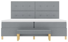 vidaXL Boxspring Ágy Mattal &amp; Pad Light Grey 200x200 cm Szövet