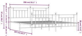 fehér fém ágykeret fej- és lábtámlával 200x200 cm