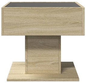 sonoma tölgy szerelt fa dohányzóasztal LED-del 50 x 50 x 45 cm
