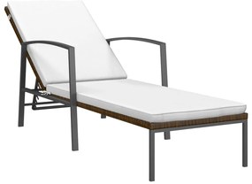 2 db barna polyrattan napozóágy asztallal