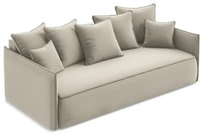 Bézs bársony kinyitható-tárolóhelyes kanapé 225 cm Hula – Makamii