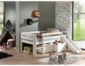 Pino fehér magasított gyerekágy csúszdával, 90 x 200 cm - Vipack