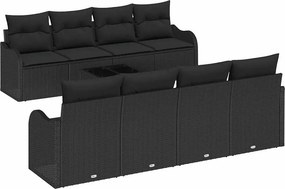 vidaXL Kerti Kanapé Szett Fekete 55 x 55 x 37 cm polirattan