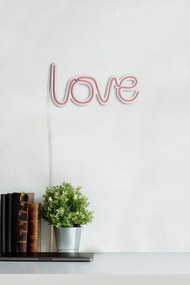 Műanyag LED-es fali dekoráció, Love - Pink