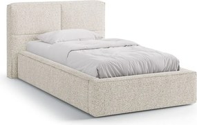 Bézs kárpitozott ágyneműtartós egyszemélyes ágy ágyráccsal 90x200 cm Darren – Micadoni