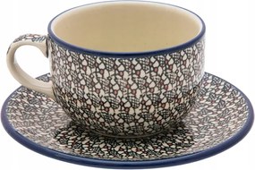 200 ml-es csésze csészealjjal Művészi kerámia Bolesławiec dek 2348