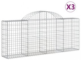 3 db íves horganyzott vas gabion kosár 200x30x80/100 cm