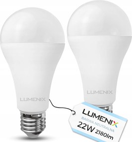 2x Led izzó E27 22W 2180lm Semleges Gömb Prémium CCD Villogásmentes