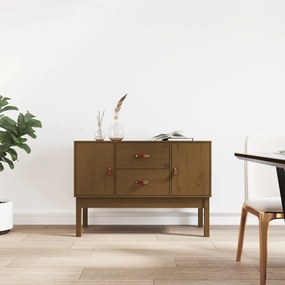 mézbarna tömör fenyőfa tálalószekrény 110 x 40 x 78 cm