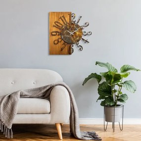 Fali óra 58x58 cm, 1xAA, fa/fém kivitel