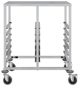 vidaXL rozsdamentes acélból tálcás kocsi 12 GN tárolóval 75x55x87 cm