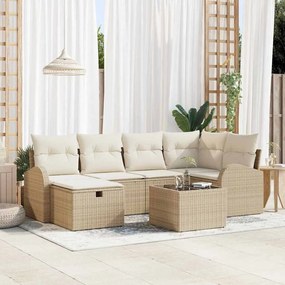Kerti Kanapé Szett 7 pcs bézs és krémszínű 234 x 124 x 85 cm