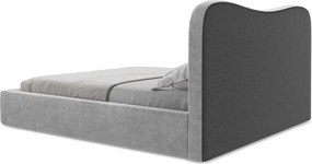 Világosszürke kárpitozott ágyneműtartós franciaágy ágyráccsal 180x200 cm Kahai – Makamii