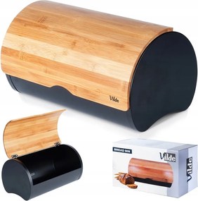 Fa acél kenyértartó fekete 38x24x20 cm