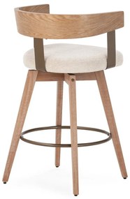 Krémszínű-natúr színű kárpitozott karfás bárszék szett 2 db-os Ilia – MOME