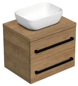 Fürdőszobaszekrény fekete fogantyúval SAT Cube Way 60x47,5x46 cm tölgy Hickory matt CUBE46C1603DH45