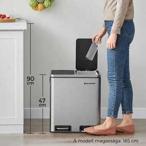 Szelektív szemeteskuka 2x15L, ezüst