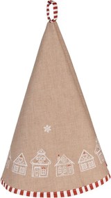 Barna kerek pamut törölköző mézeskalács házikó motívummal Gingerbread B