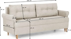 ELI Háromszemélyes kinyitható kanapé Szürke