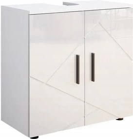 Fürdőszobai mosdószekrény szifon helyével, fényes, mintás