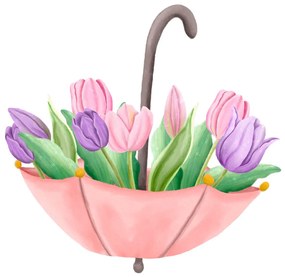 PIPPER. Textil falmatrica "Esernyő tulipánokkal"