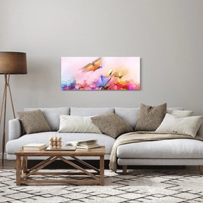 Kép - pillangó a virág felett, absztrakció (120x50 cm)