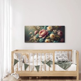 Kép - Természet csendélet virágokkal - festmény (120x50 cm)