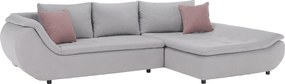 Ülőgarnitúra, világosszürke/púderrózsaszín, szövet, jobbos, BRATO