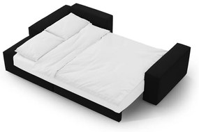 Fekete bársony kinyitható-tárolóhelyes sarokkanapé (bal oldali-heverő résszel) Jodie – Micadoni