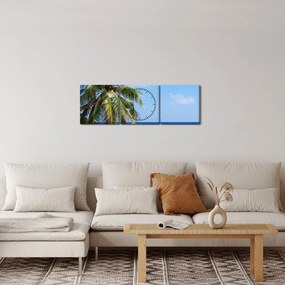 Pálmafák a strandon képe (órával) (90x30 cm)