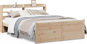 vidaXL tömör fenyőfa ágykeret fejtámlával 120 x 200 cm