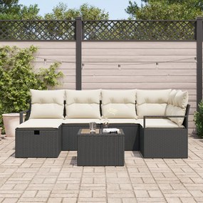 Kerti Kanapé Szett 7 pcs Fekete és krémszínű 232 x 122 x 85 cm